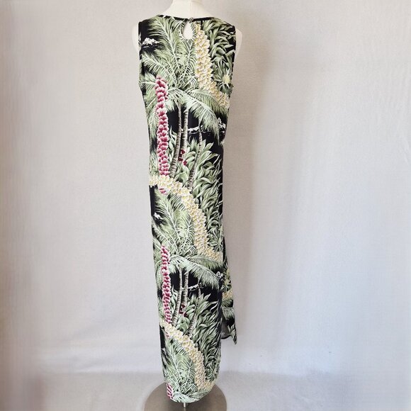 Vintage Tommy Bahama Silk Tropical Hawaii Maxi Shift Dress Sleeveless Green - Picture 3 of 10